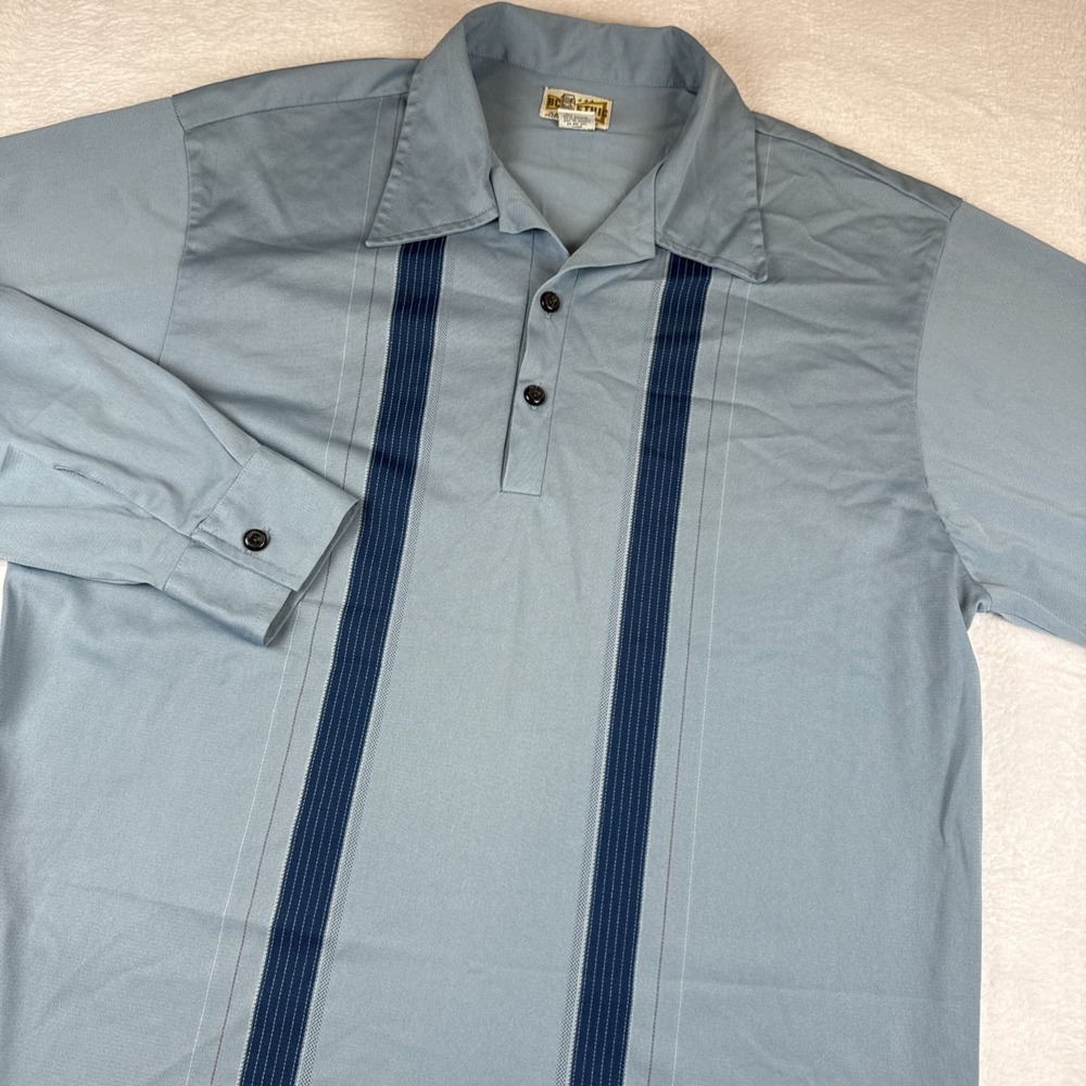 BC Ethic Life Of Leisure Long Sleeve 1/4 Button Bowling Shirt Size Large **